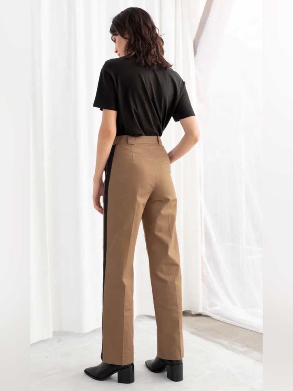 STOCKHOLM ATELIER & OTHER STORIES Brown side stripe High-Rise pants size 8 - Picture 2 of 16